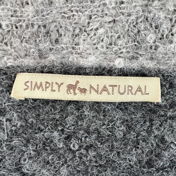 Simply Natural Gray Double Boucle Sweater Alpaca Open Front Dolman Sleeves O/S - Picture 6 of 6